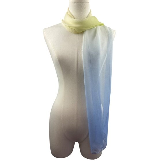 Echo Gradient Chiffon Scarf For Women - Yellow & Blue - Picture 2 of 7